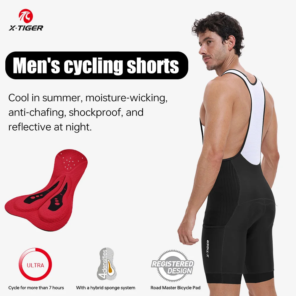 X-TIGER Cycling Bib Shorts Men Professional Mountain Road Bike Shorts Designed for 7 Hour Long Distance Rides Cycling Clothing Oasis Select