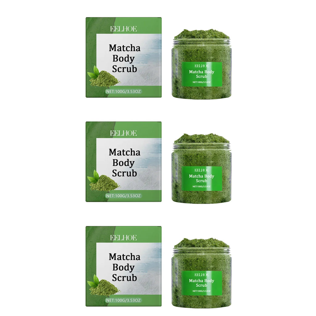 Eelhoe Matcha Sea Salt Body Scrub – Exfoliate & Brighten Skin Body Exfoliating Scrub Oasis Select 3 x 100g Boxed