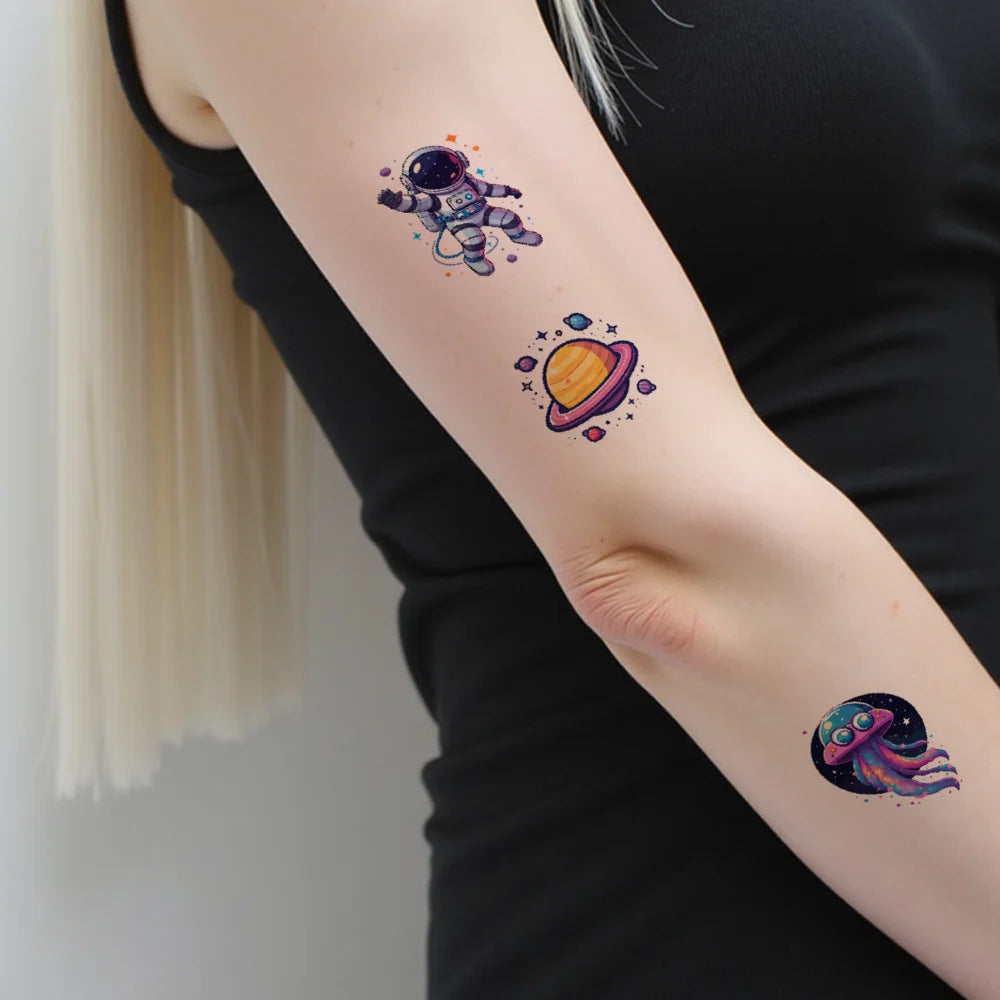 54pcs Space Astronaut Temporary Tattoo Stickers – Kids & Adults Temporary Tattoo Stickers Oasis Select