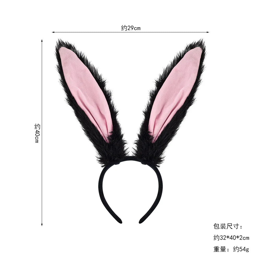 Easter Bunny Ear Headband Costume Halloween Headgear Judy Bunny Officer Dress Up Headband Hair Accessories Oasis Select Black