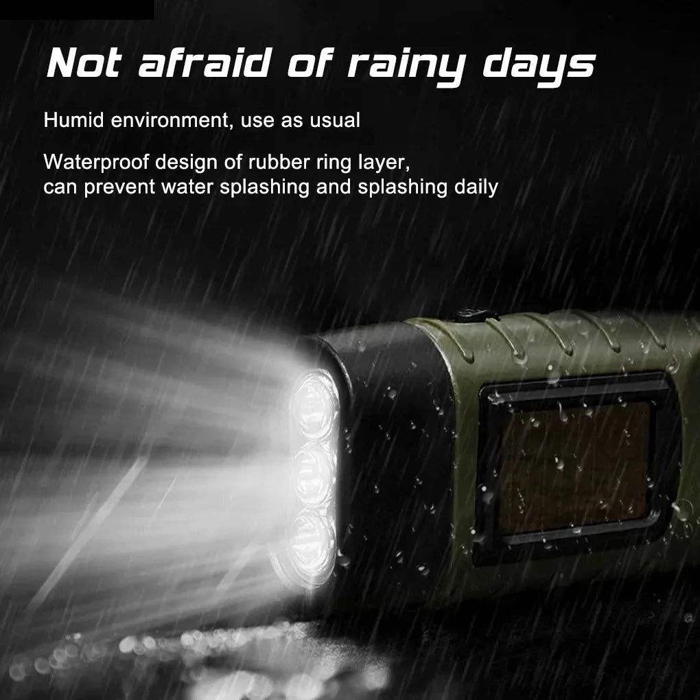 Solar Hand Crank LED Flashlight – Emergency Dynamo Torch