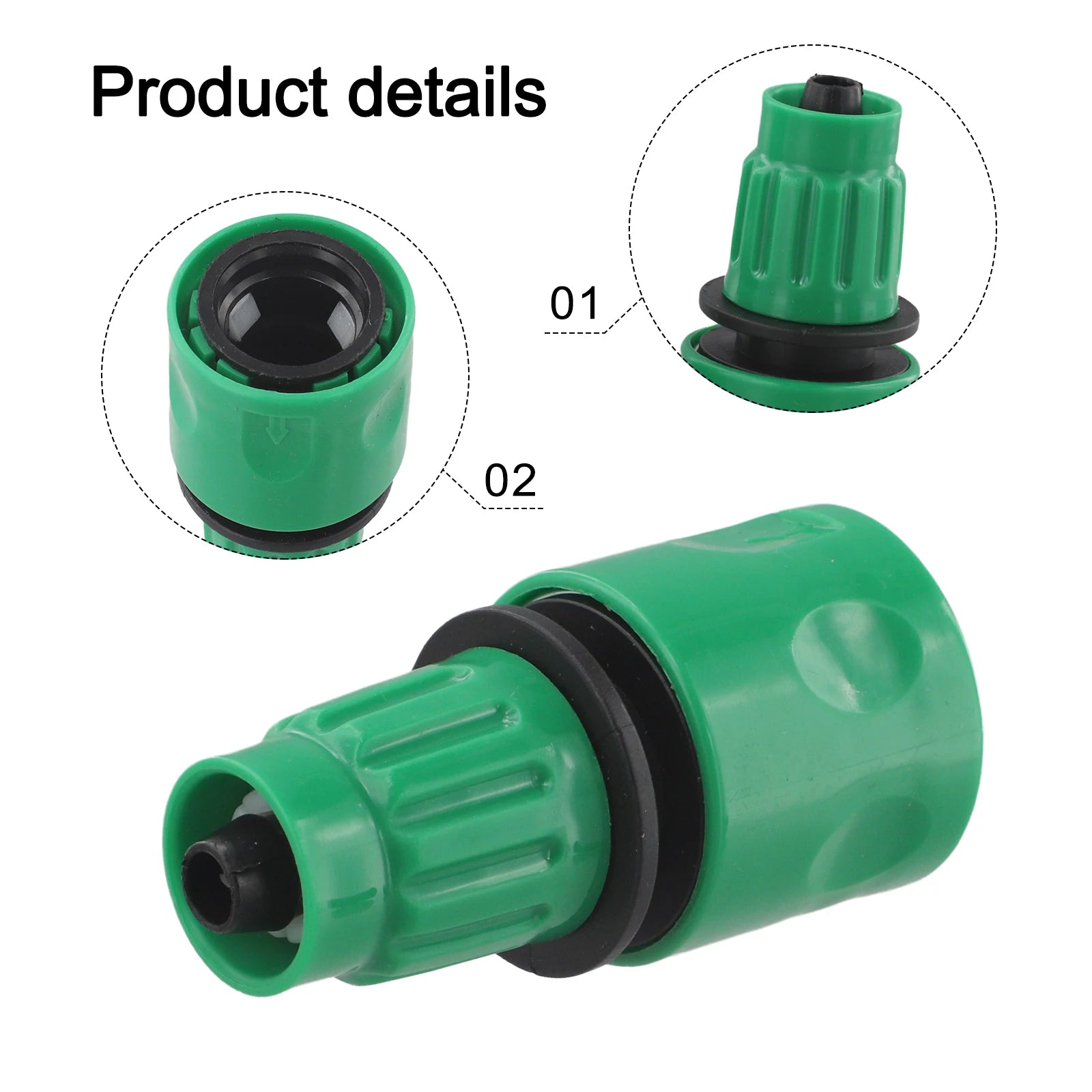 5pcs One-Way Quick Connector 3/8" Garden Watering Hose Irrigation Connector Water Pipe Connection Garden Agriculture Accessories Oasis Select