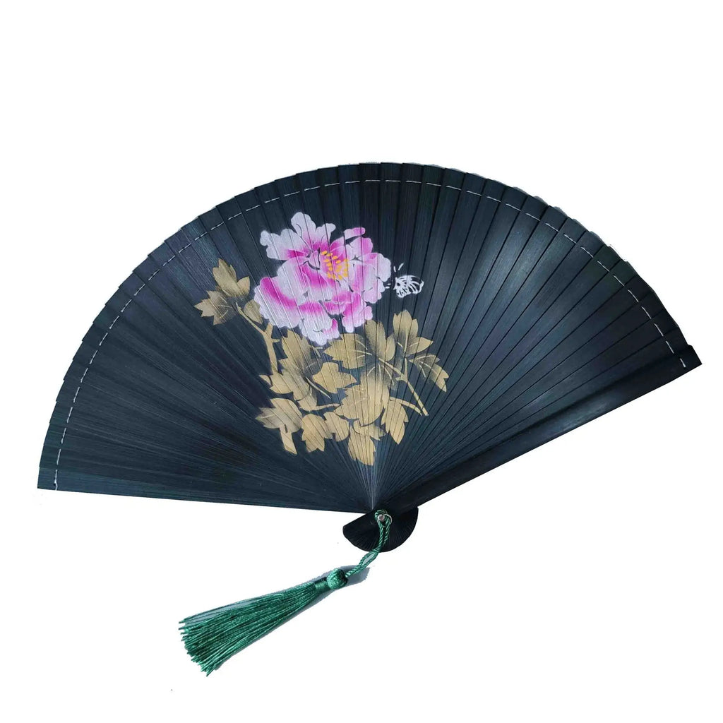 All bamboo spray painting fan high-end fine painting dance fan hollow carving folding fan Oasis Select