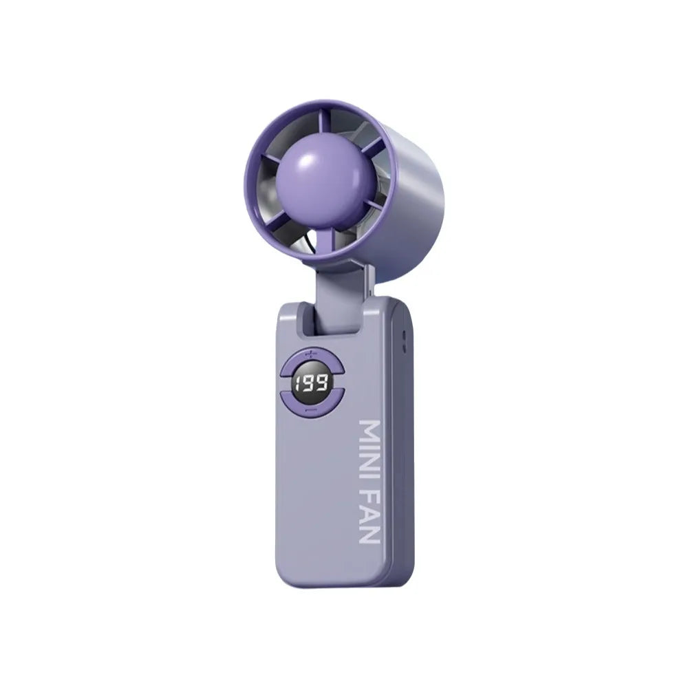 Mini 199 Gears Foldable Handheld Fan High-Speed Portable Turbo Fan Digital Display Adjustable Speed Cooling Fan Camping Oasis Select Purple