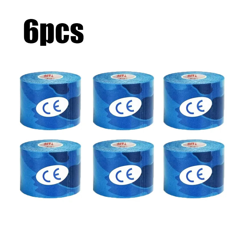 1/2/6pcs Kinesiology Tape Athletic Recovery Elastic Tape Kneepad Muscle Pain Relief Knee Pads Support For Gym Fitness Band Oasis Select 6pcs-Blue Camo 5cm