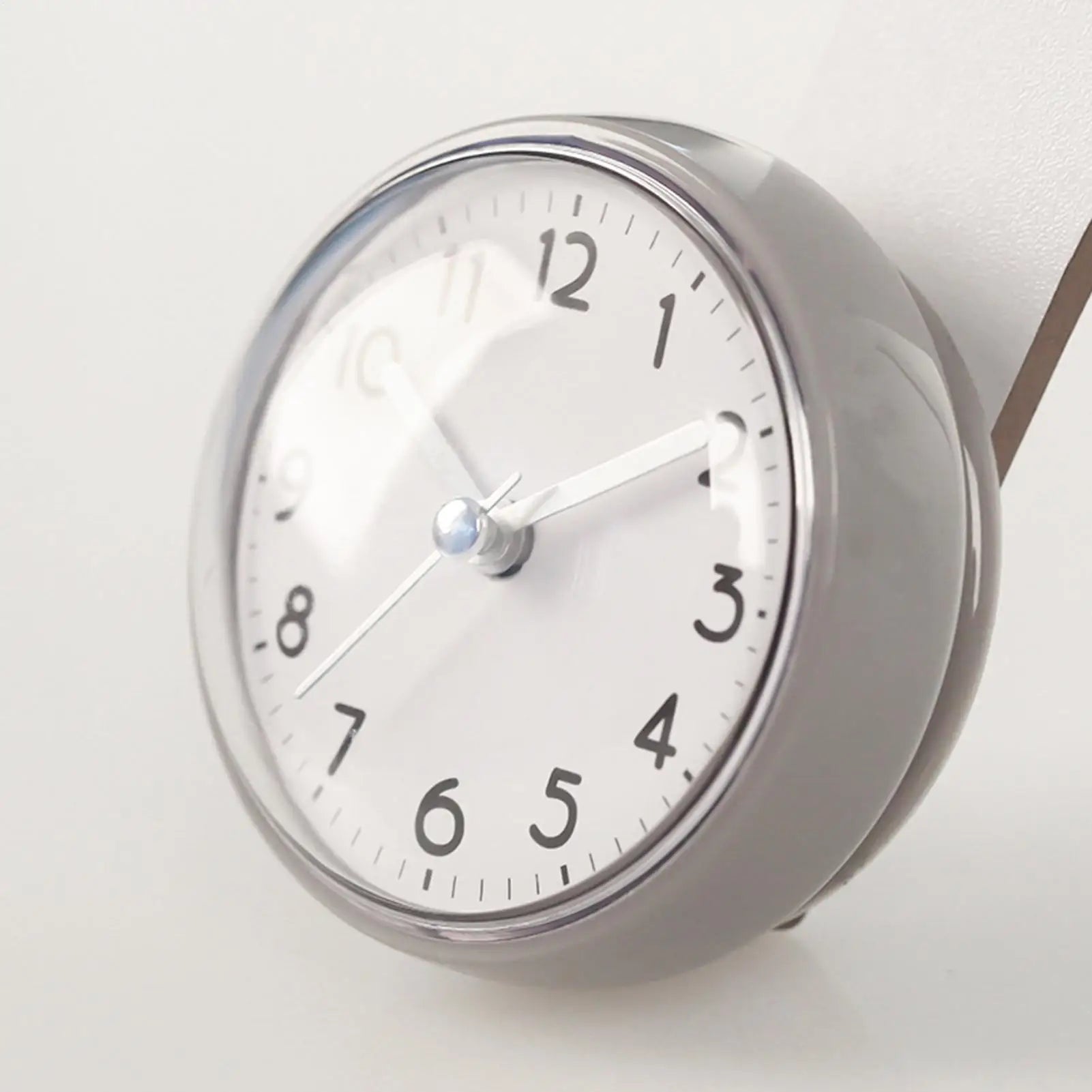 Mini Sucker Suction Cup Wall Clock Silent Waterproof Anti-Fog Small Clock for Bathroom Kitchen Toilet Wall Hanging Decoration Oasis Select