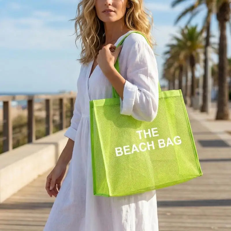Mesh Tote Bag for Women Reusable Large Shoulder Shopping Bag Durable for Poolside Fitness Travel Oasis Select