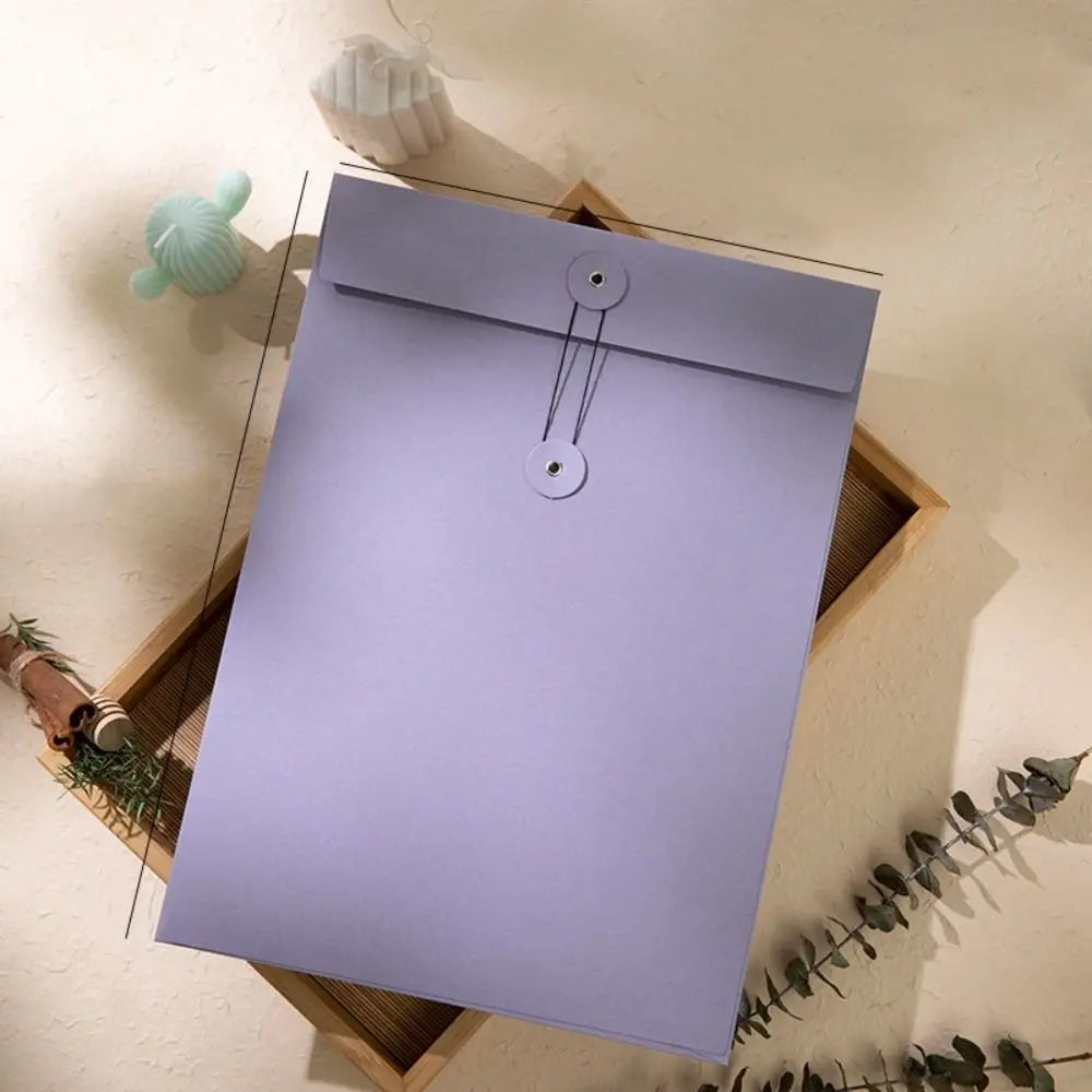 Kraft Paper Envelope with Button String Tie Winding Ticket File Documents Bag Letter Photos Journal Storage Budget Envelopes Oasis Select Purple-A4