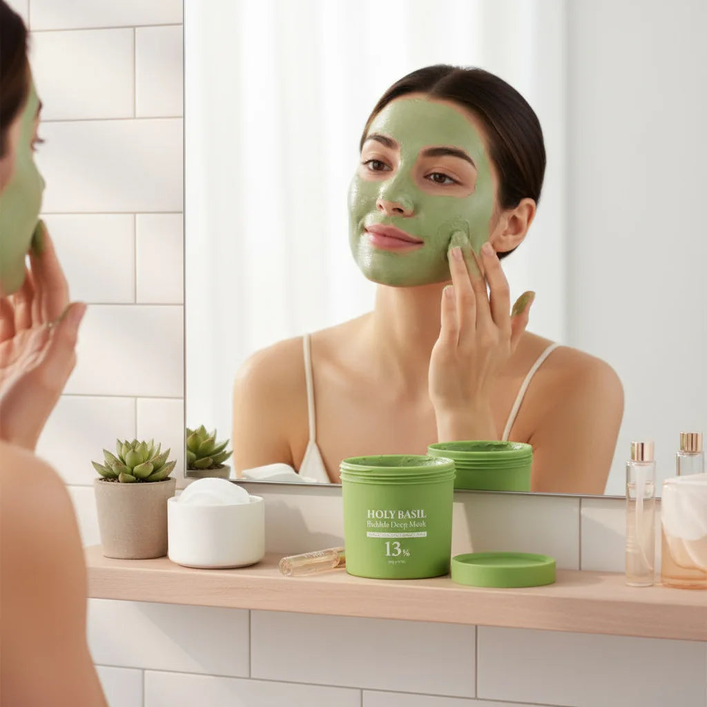 Holy Basil Sparkling Bubble Mask – Blackheads & Pore Minimizer Bubble Face Mask Oasis Select