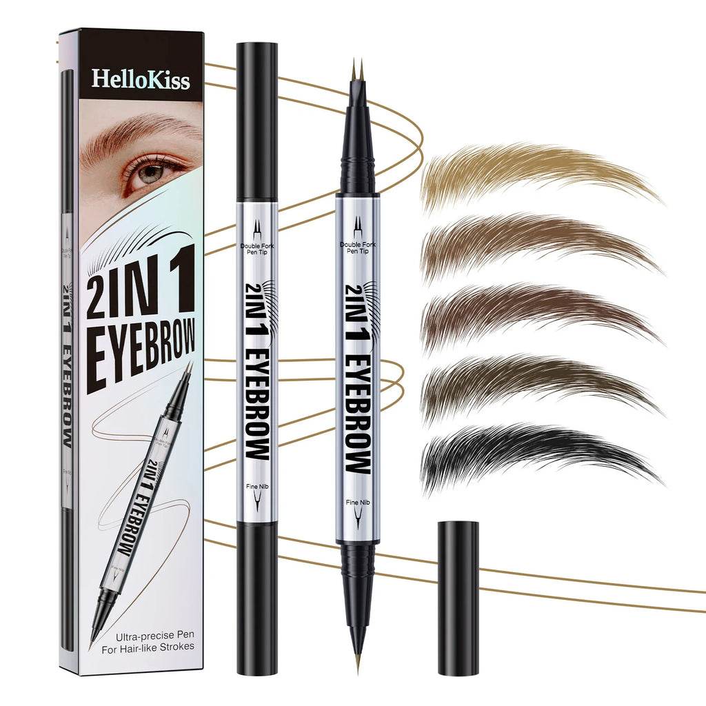 Hello Kiss 2-in-1 Waterproof Liquid Eyebrow Pencil & Fork Brush