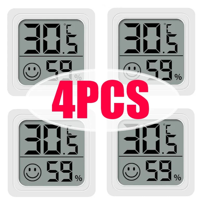6PCS Mini Digital Thermometer Hygrometer Indoor Temperature LCD Electronic Monitor Hygrometer Outdoor Room Baby Oasis Select 4PCS-White