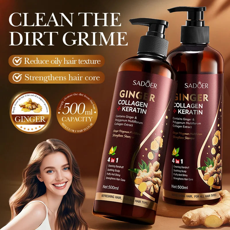 Ginger Polygonum Multiflorum Strengthening Shampoo 500ml Cleansing Hair Care Ends Oil Control Nourishing Hair Oasis Select