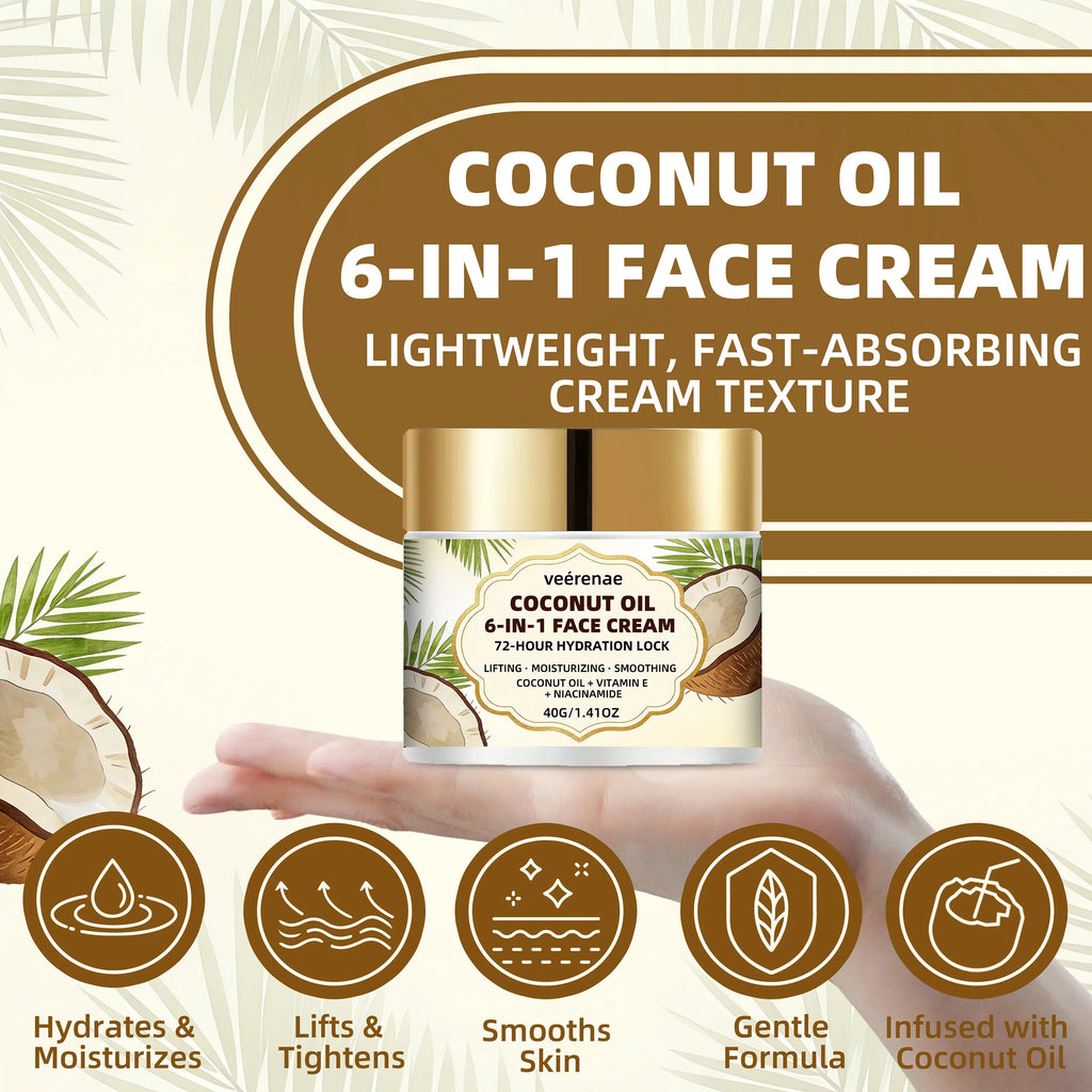 veérenae Coconut Oil 6-in-1 Face Cream – All Skin Types Face Moisturiser Oasis Select