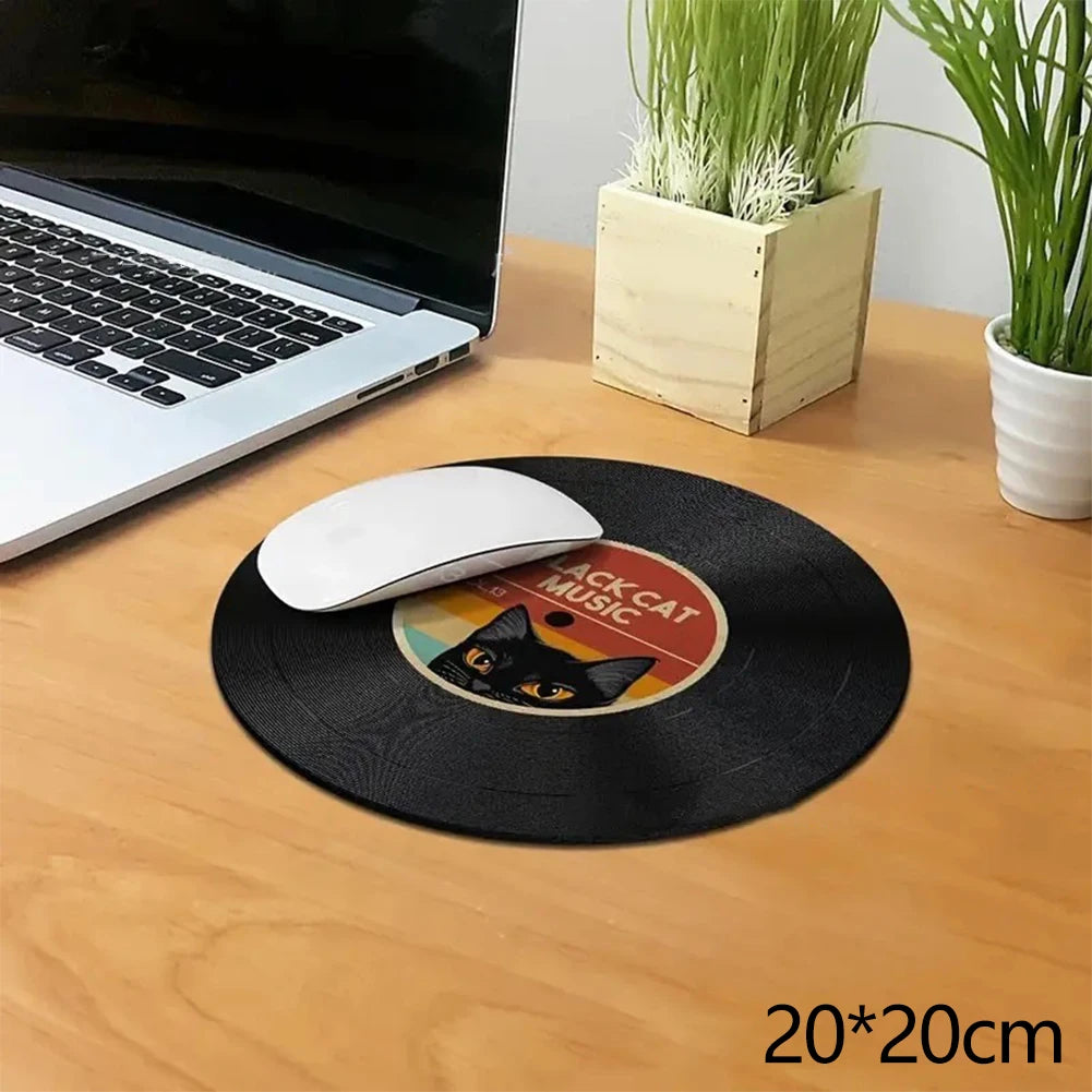 Vinyl Record Round Mouse Pad – Non-Slip Diatom Mud Desk Mat Round Desk Mat Oasis Select A-20 x 20cm