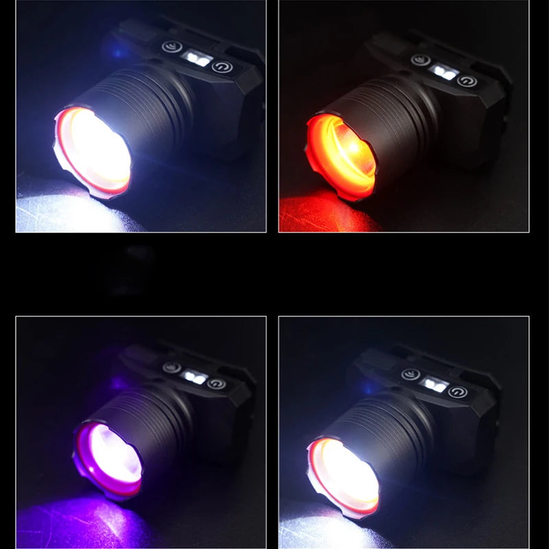 Multifunctional LED Headlamp with Red/White/UV Light 3 Light Source Induction Headlight USB Rechargeable Head Lamp New Arrival Oasis Select