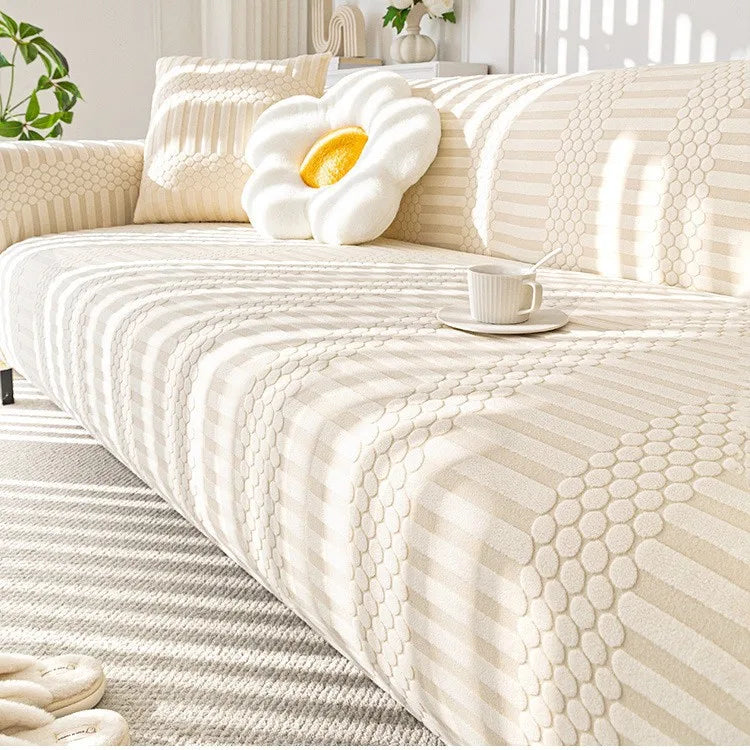 Cream-style Fully Wrapped Sofa Cover All-season Lazy Sofa Cover Cat Scratch-resistant Sofa Cushion Couch Covers for Sofas Oasis Select Cream White 1 3 person 190-230cm