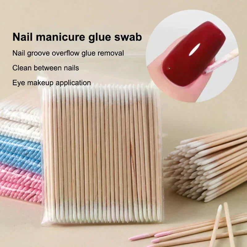 100pcs Micro Wood Cotton Swab Eyelash Extension Tools Tatoo Microblading Cleaning Wooden Sticks Cosmetic Cotton Brush Buds Tip Oasis Select
