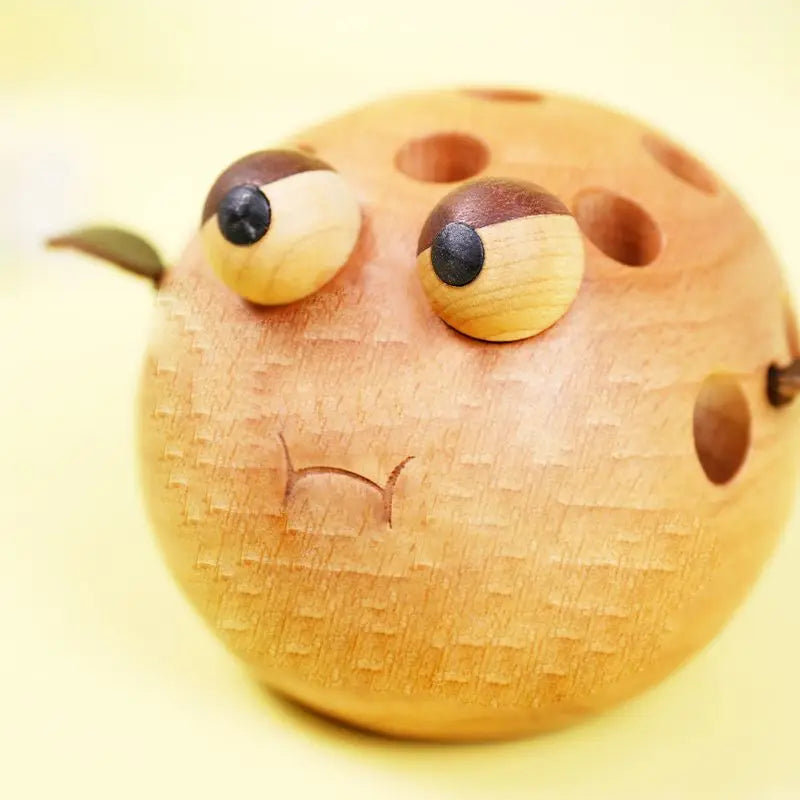 Pufferfish Solid Wood Children's Pen Holder Storage and Organization Desk Decoration Cartoon Cute Student Oasis Select