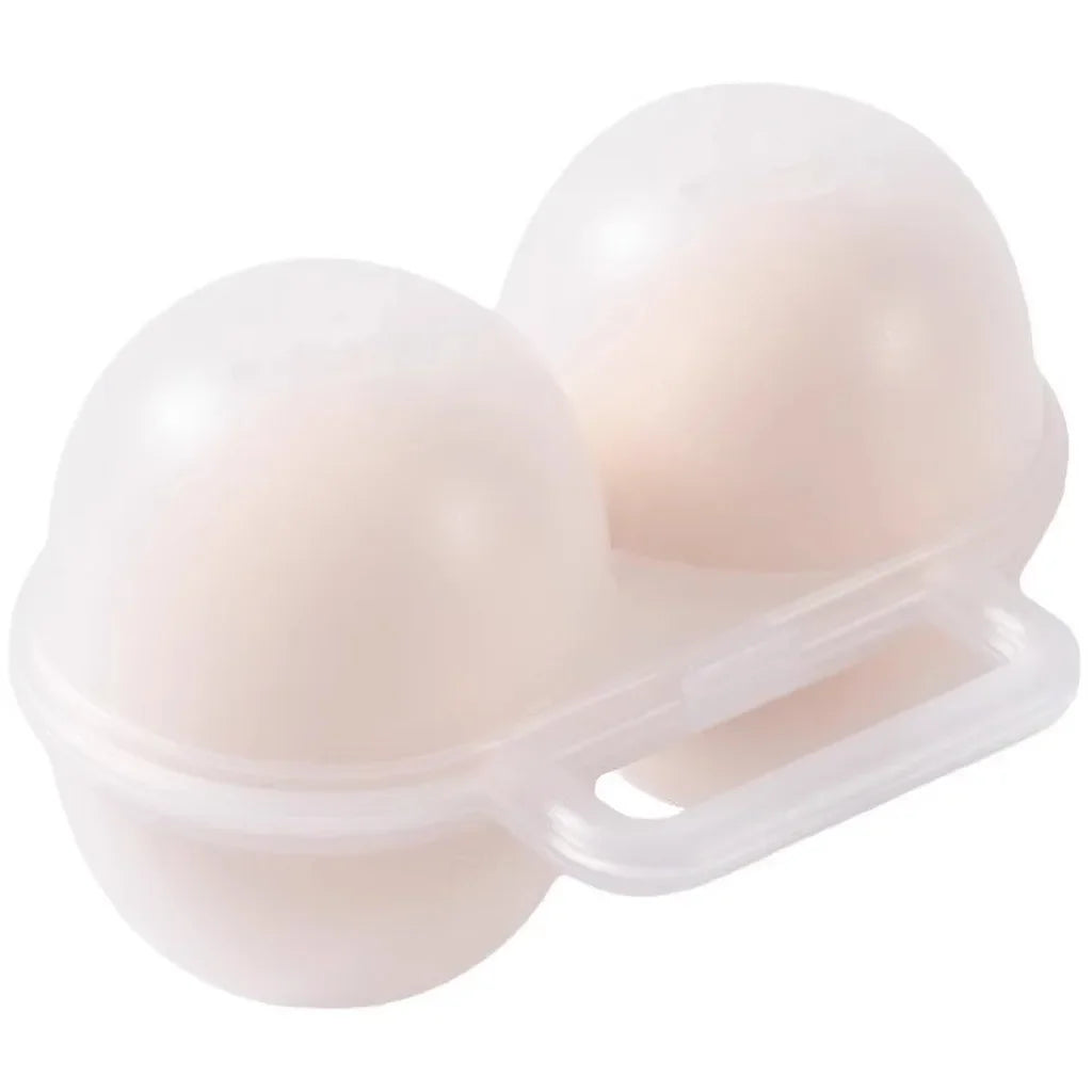 1pc 2-Cell Outdoor Portable Egg Box Plastic Egg Tray Refrigerator Egg Storage Box Shock-absorbing And Anti Drop Egg Loade Oasis Select white
