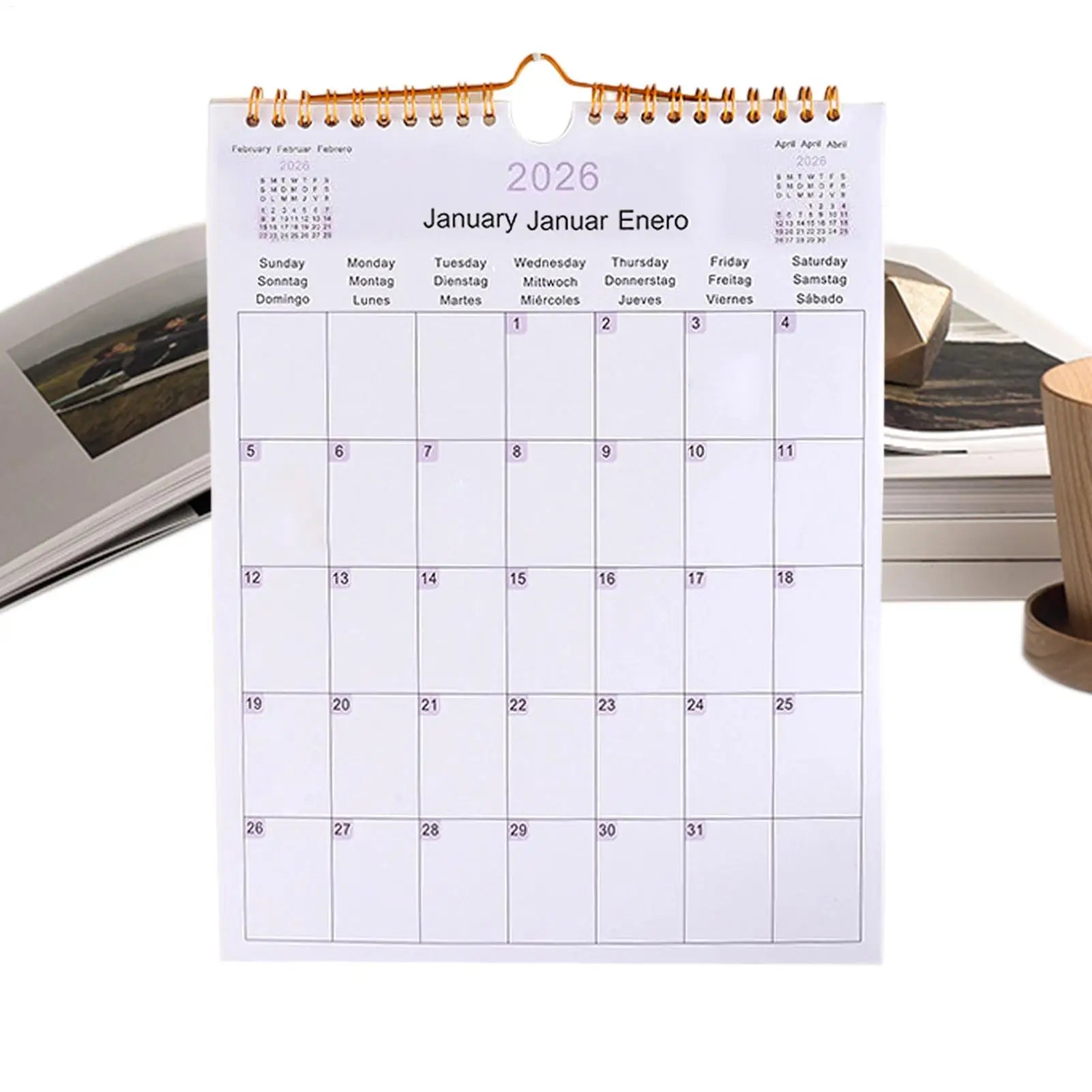 Wall Calendar 2026 12 Month Multilingual Coil Wall Calendar Modern Decorative Planner for Bedroom Dormitory Apartment Family Oasis Select