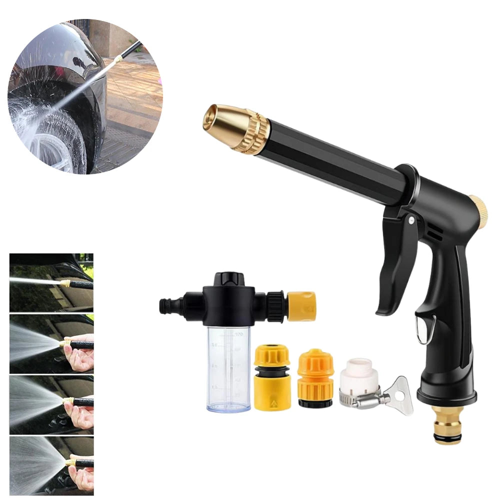 High Pressure Water Gun With Adjustable Nozzle, Foam Pot For Household Car Wash Cleaning, Garden Watering, Floor Window Cleaning Oasis Select