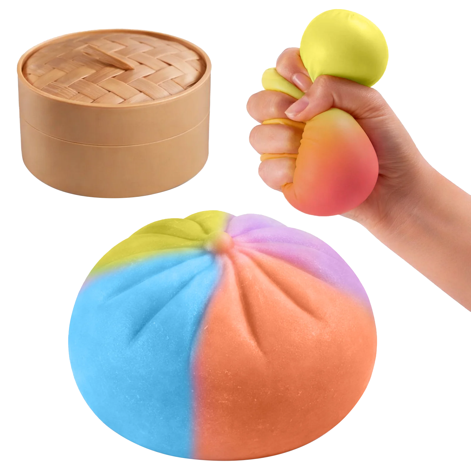 Colorful Crystal Steamed Bun Squeeze Toy Reusable Fun Stress-Relief Slow Rebound Flash Dumpling Desktop Decoration Party Gifts Oasis Select C02
