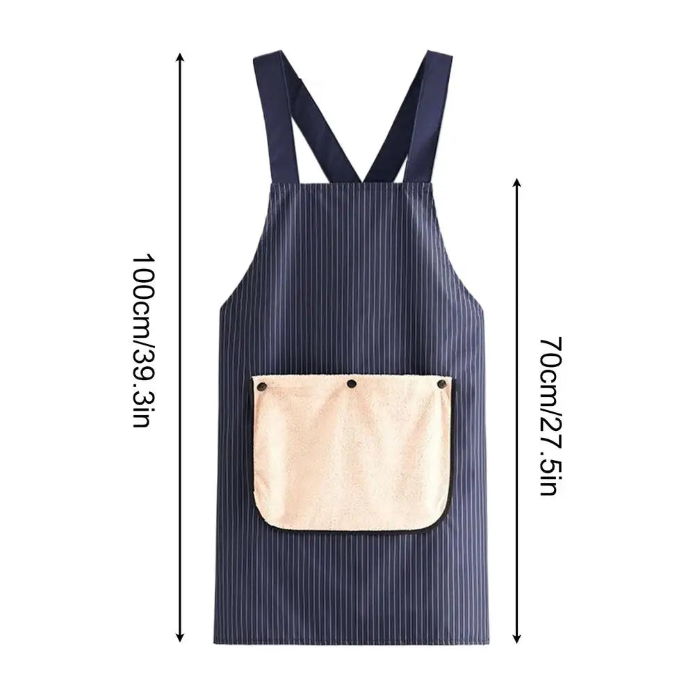 Kitchen Apron SWaterproof leeveless Cross Back Restaurant Uniform with Removable Hand Towel Anti-fouling Cooking Baking Bibs Oasis Select Blue