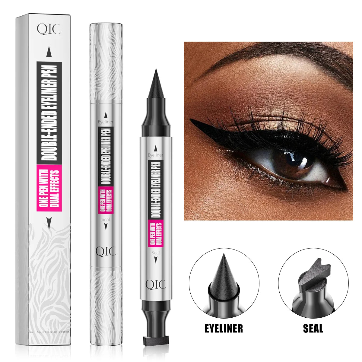 QIC Double-Ended Stamp Liquid Eyeliner Pen – Waterproof