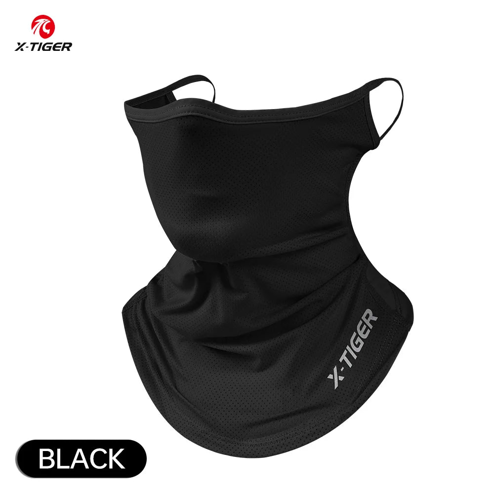 X-TIGER Summer Breathable Cycling Face Mask Outdoor Fishing UV protection Ice Silk Face Mask Unisex MTB Road Bike Mask Scarf Oasis Select Black
