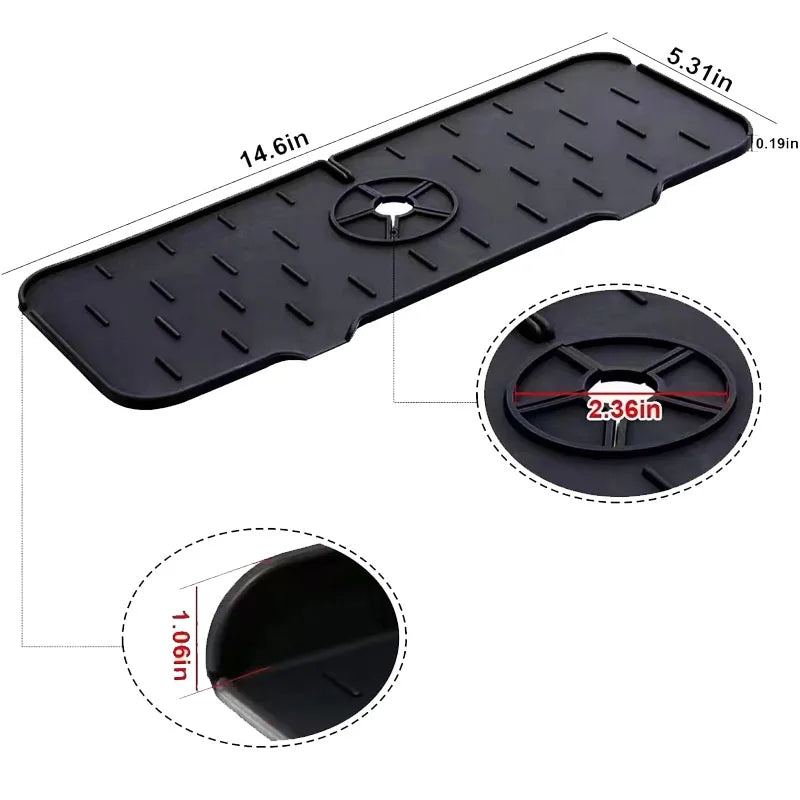 Kitchen Silicone Faucet Absorbent Mat Sink Splash Guard Drain Pad Quick Dry Countertop Protector for Bathroom Kitchen Gadgets Oasis Select