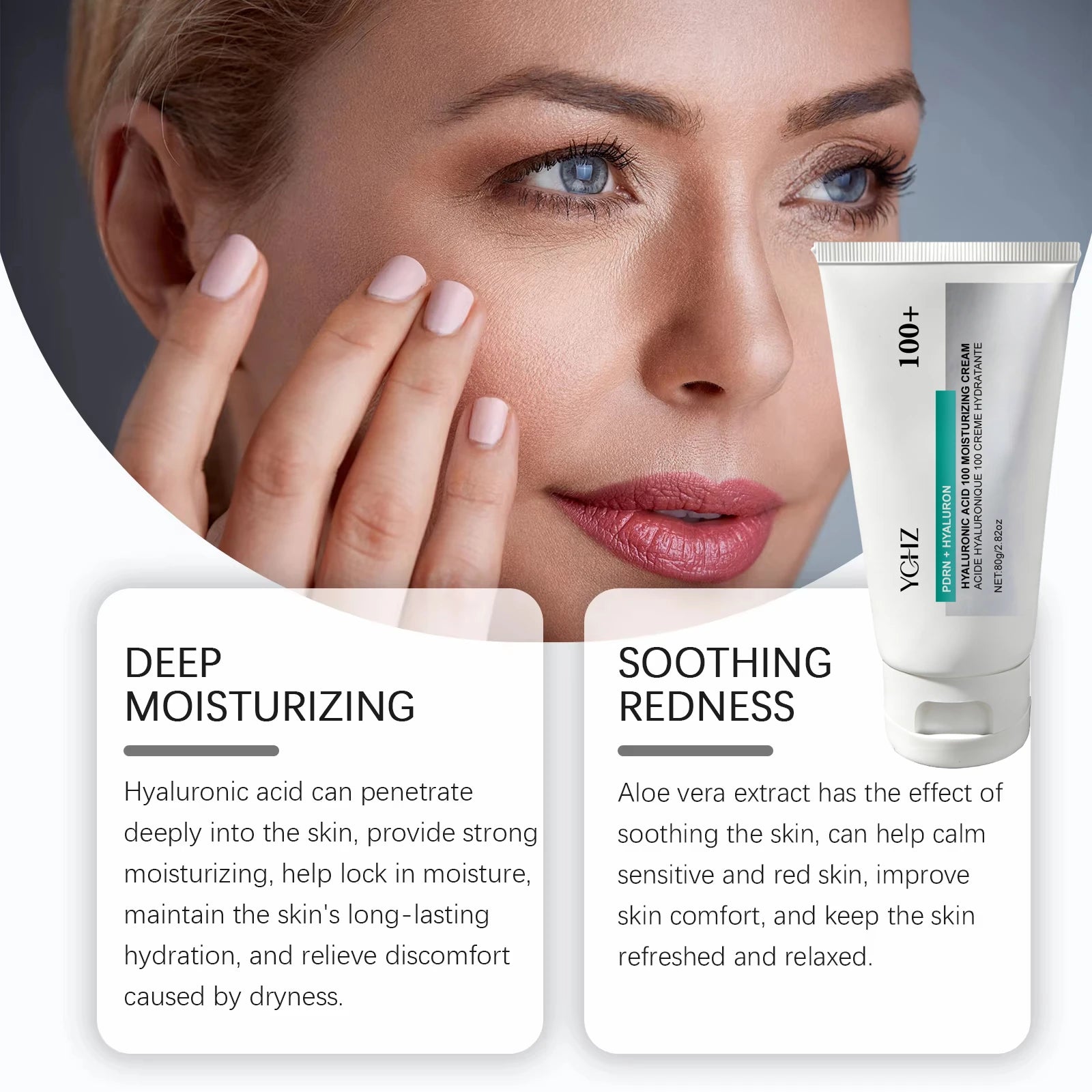 YCHZ Hyaluronic Acid Moisturizing Cream – Korean Skincare 80g Face Moisturizing Cream Oasis Select