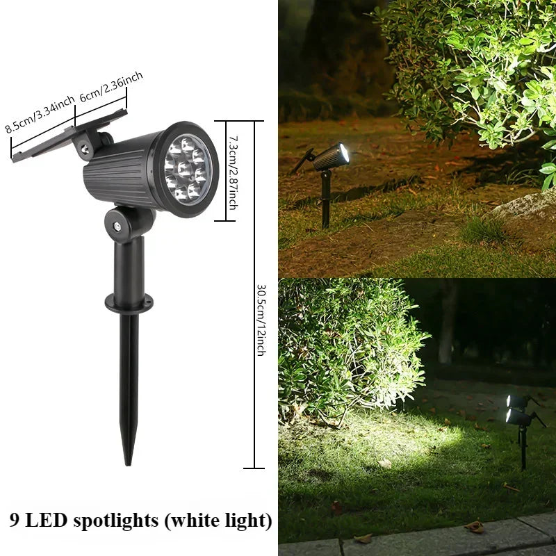 KDULIT 1-2PCS 9LED Solar Powered Lawn Lamp Adjustable Outdoor IP65 Waterproof Garden Courtyard Decoration Street Lamp Spotlight Oasis Select 9LED white light 2pcs