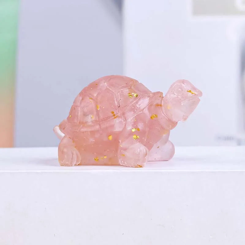 Turtle Natural Crushed Stone Decorative Ornament Crystal Raw Stone Animal Resin Drip Glue Craft Creative Jewelry Accessories Oasis Select 1