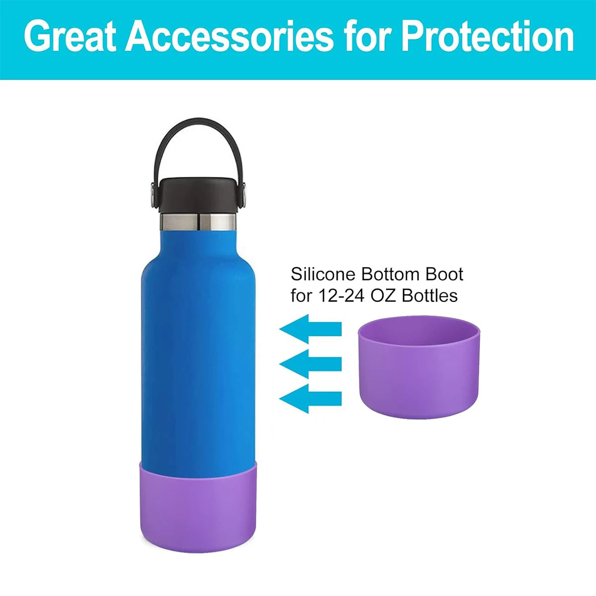 Silicone Bottom Boot for Wide Mouth Water Bottles – Fits 12-40oz Tumblers Shock-Absorbing Anti-Slip Base Cover Protective Sleeve Oasis Select