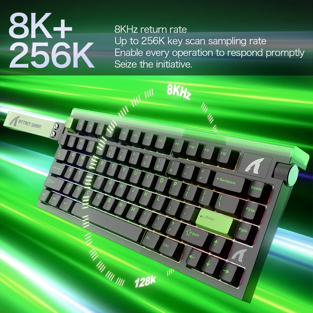 ATTACK SHARK R85HE Magnetic Axis Gaming Wire Keyboard 8KHz Rate 0.005mm RT Precision Adjustable 5 Layer Soundproof Filling RGB Oasis Select