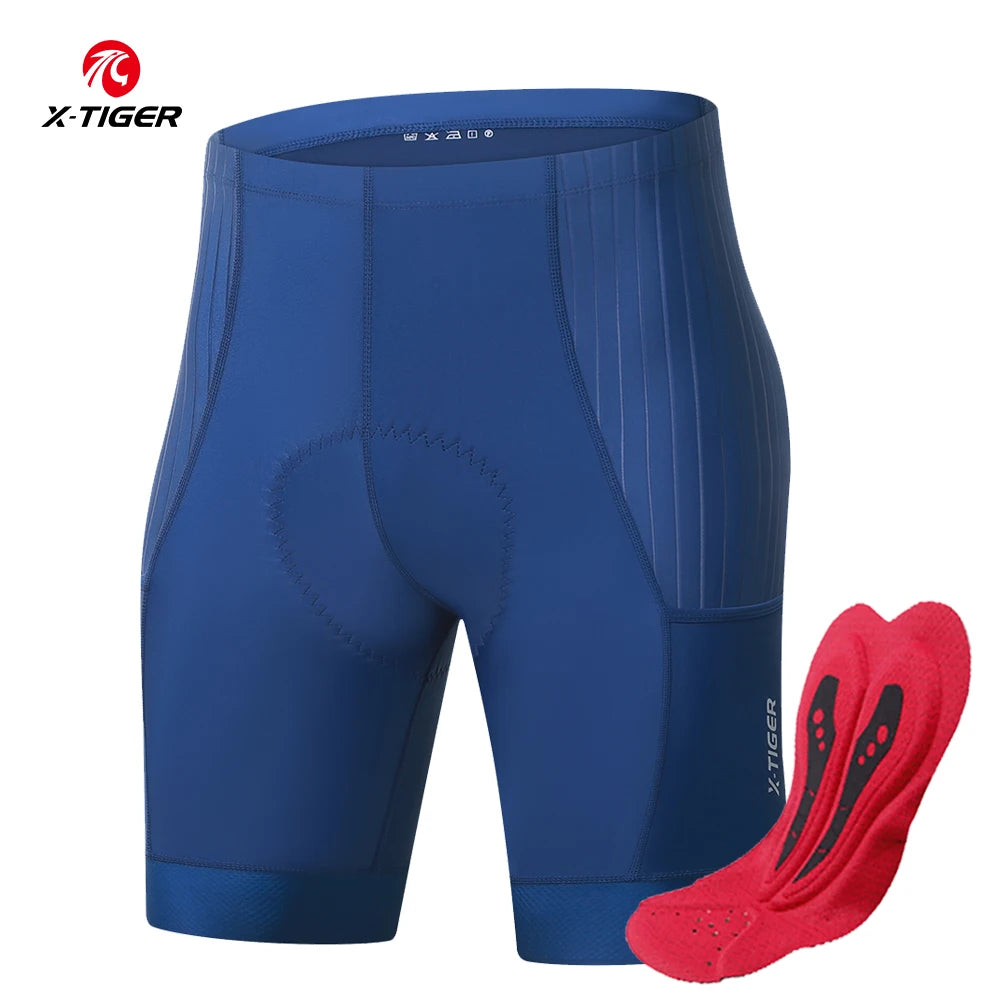 X-TIGER Men's Cycling Shorts Breathable Slim Fit Road Bike Shorts Shock Absorption Sponge Pad Summer Long Distance Riding Shorts Oasis Select XM-DK-36402 M