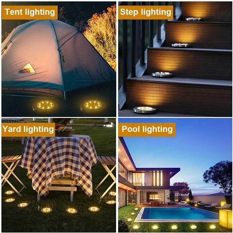 IP65 Solar LED Ground Path Lights – Garden Driveway Lawn Decor