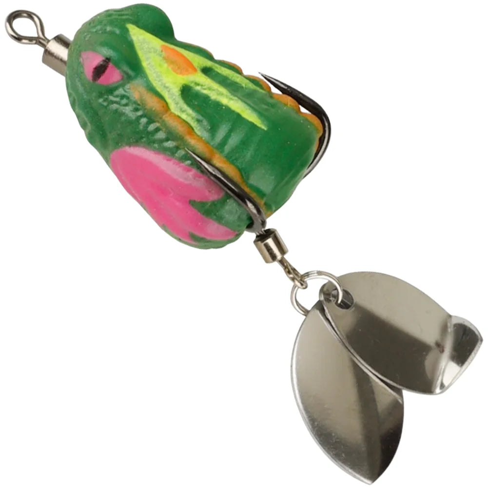 Realistic 6.2cm Frog Lure Bait 45 Degree Entry Angle Stainless Steel For Bass Blackfish Fishing Terminal Tackle Oasis Select Dark Green