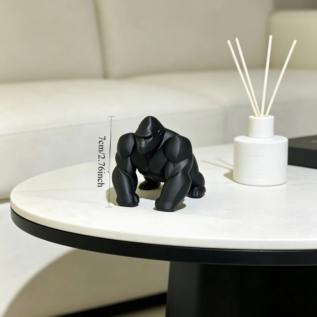 Minimalist Geometric Gorilla Figurine 3D Printing Ape Statue Tabletop Ornaments Modern Home Office Desk Decor Animal Decor Gifts Oasis Select orangutan black