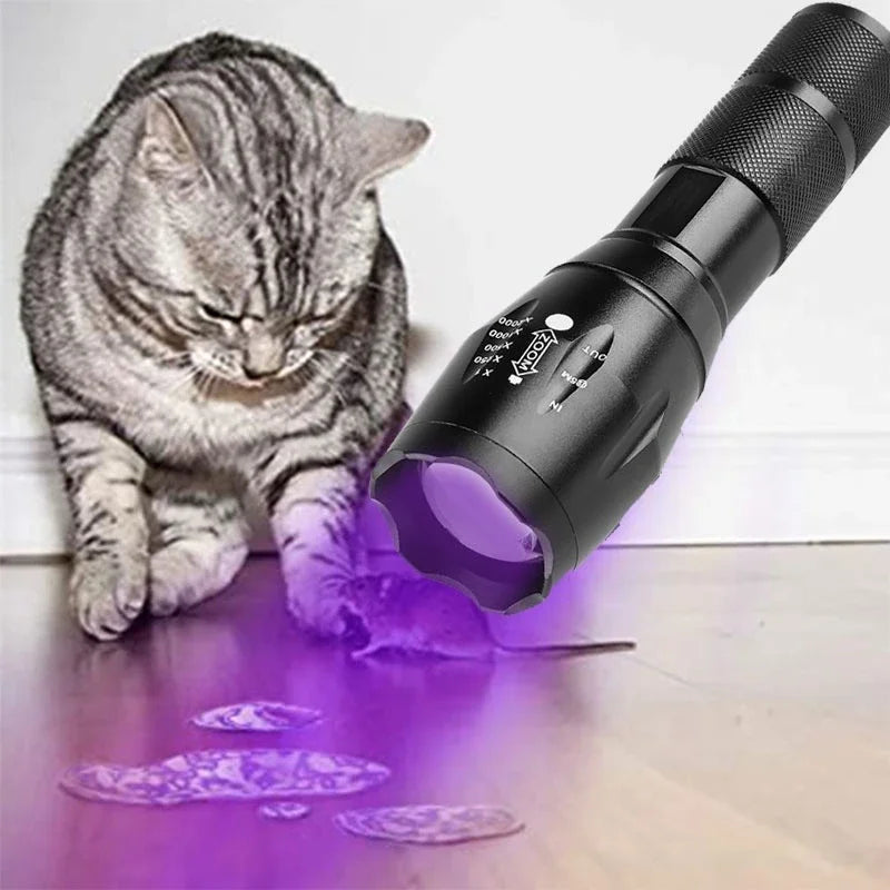 UV Flashlight Purple White Dual Light 395nm Ultraviolet Torch Zoom Flashlight Detection Lighting Lamp for Pet Stains Hunting Oasis Select