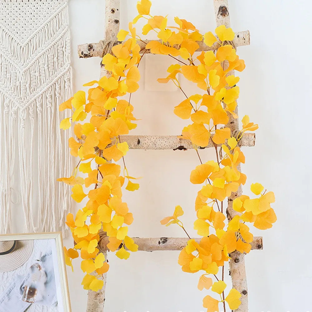Artificial Ginkgo Leaves Vine – Faux Plant Table Centerpiece
