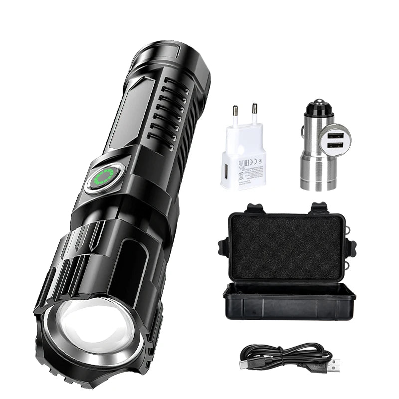 Rechargeable Zoomable LED Flashlight – Waterproof Tactical Torch