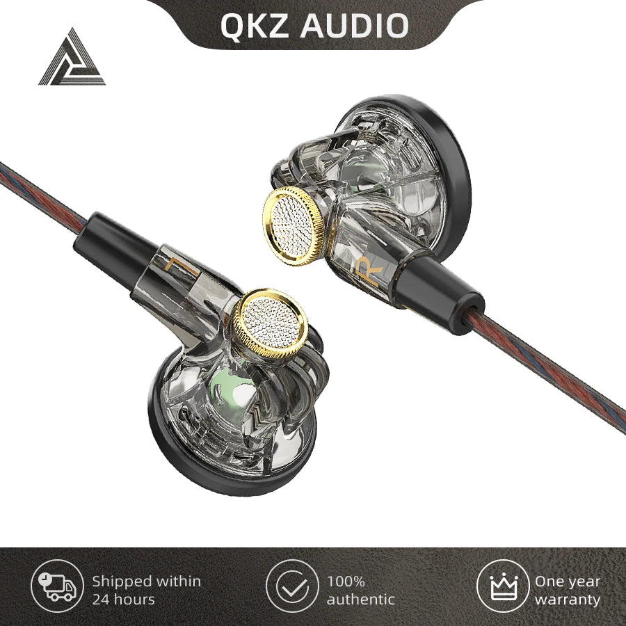 QKZ MDR Flat-Head Headphones 16MM Large Dynamic HIFI Bass Sport Earbuds Music Wired Earphones 3.5MM AUX Headset In Ear With Mic Oasis Select