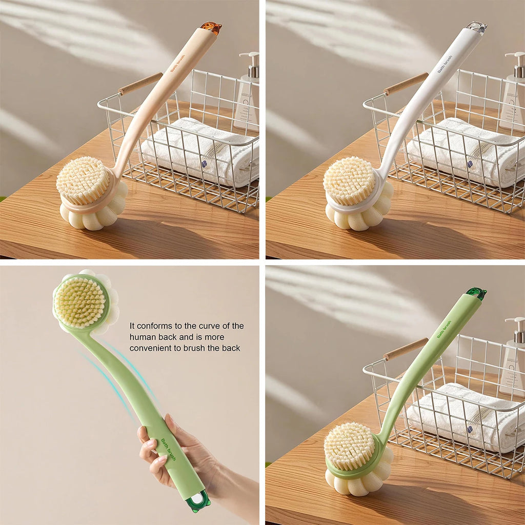 3in1 Shower Brush Long Handle Back Scrubber Soft Bristles Loofah Foot Exfoliator Body Bath Massager Cleaning Bathroom New 2026 Oasis Select