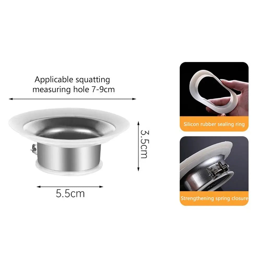 Prevent Backflow Toilet Odor Stopper Squatting Pan Accessories Bathroom Fitting Toilet Deodorant Stopper Stainless steel Oasis Select small