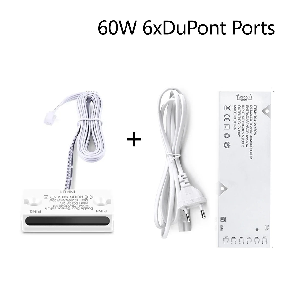 LED Supply Converter DC12V Lighting Drivers Transformer with 4-10PCS Dupont Ports,Door Double Side Proximity Sensing Swtich Oasis Select 60W-6 DuPont Ports US Plug