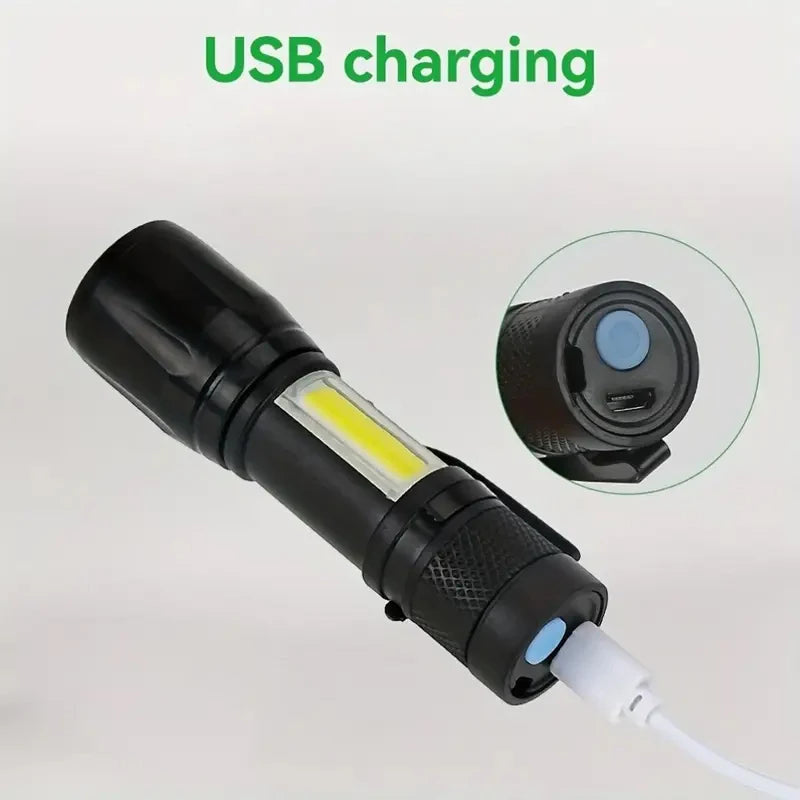 Mini Torch LED Pocket Flashlight with Pen Clip Portable Rechargeable Light for Outdoor Camping Waterproof Long Range Lantern Oasis Select