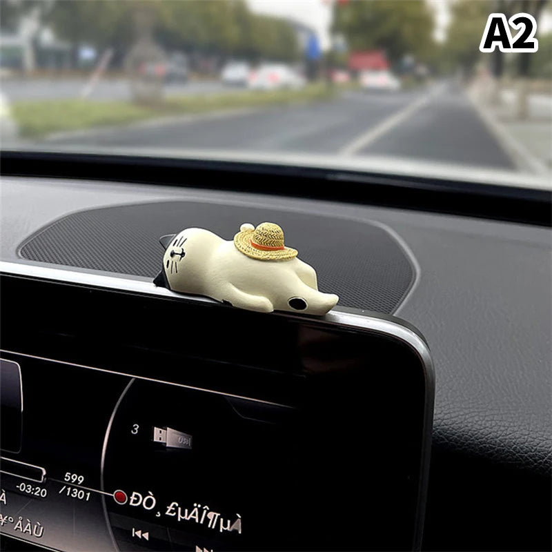 Cute Car Interior Decoration Ornaments Mini Cat Action Figure Auto Dashboard Rearview Mirror Decoration Car Accessories Oasis Select A2