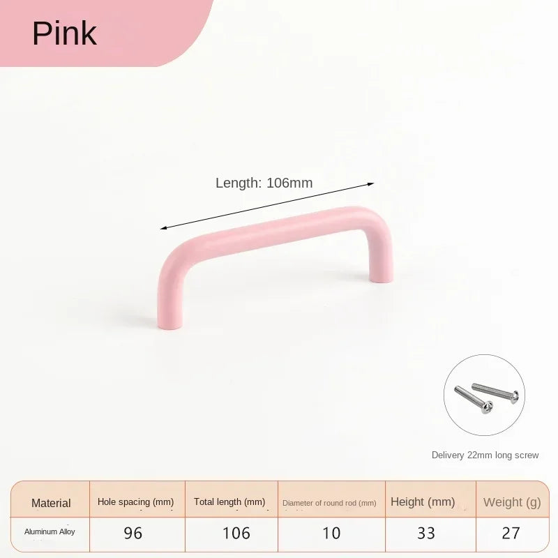 Colorful Kitchen Cabinet Handles 128mm Knobs and Handles for Drawer Cupboard Children's Room Closet Pull Furniture Handle Oasis Select Pink 96mm 1pc