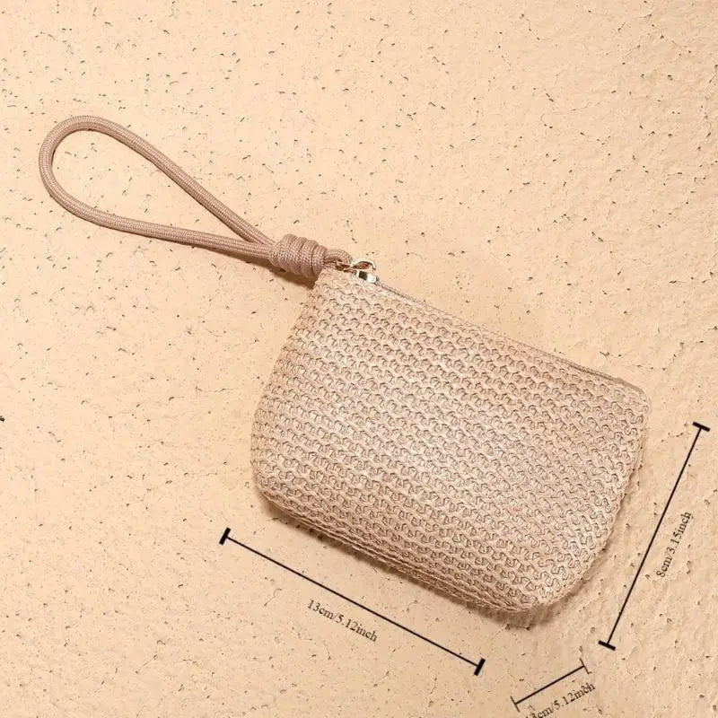 Straw Mini Coin Purse – Zipper Wallet & Card Holder for Women